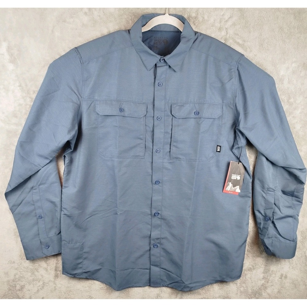 NWT Mountain‎ Hardwear Shirt Mens XL Blue SHADE LITE Snap Front Vented Hiking